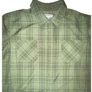 Orvis Mens Green Plaid Tech Shirt Size XXL Short Sleeve Button Up Travel Pockets